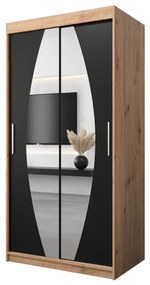 Dulap de haine 100 cm Eclipse (Stejar artisan + Negru mat). 1063380