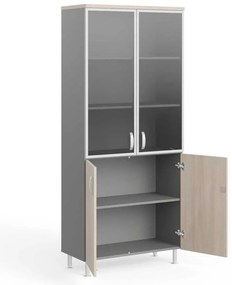 Dulap înalt Manager LUX 90 x 43 x 207,4 cm, salcâm deschis / gri