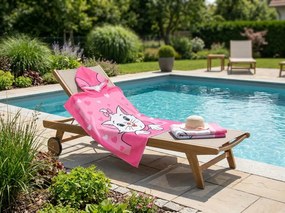 Poncho pentru copii PISICA MINA roz Dimensiune: 60 x 120 cm