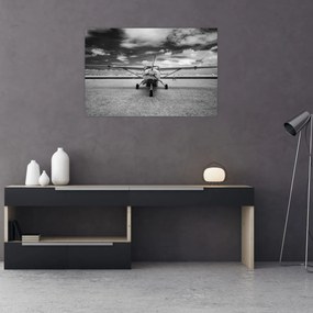 Tablou - Avion alb-negru și alb-negru (90x60 cm)