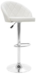 Scaun Bar Bliss Piele Ecologica Alb, Baza Cromata