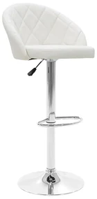 Scaun Bar Bliss Piele Ecologica Alb, Baza Cromata