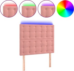 vidaXL Tăblie de pat cu LED, roz, 100x5x118/128 cm, catifea