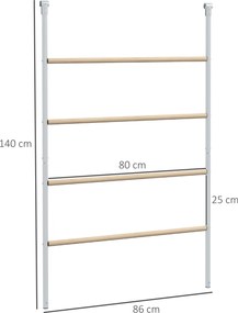 PawHut Suport pentru Găini pe 4 Niveluri, Posatoiu din Lemn și Oțel Galvanizat, Scară pentru Coteț, 4-6 Găini, 140x86x2,5 cm, Lemn Natural | Aosom Romania