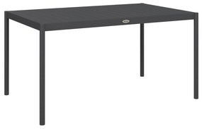 Outsunny Masă de grădină rectangulară pentru 6 persoane din aluminiu platou din plăci dim. 145L x 90l x 74H cm gri | Aosom Romania