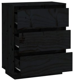 Servanta, negru, 60x34x75 cm, lemn masiv de pin 1, Negru