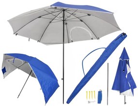 Umbrelă de plajă pliabilă  XXL  230 cm  Albastru