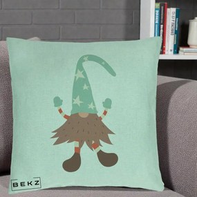 Perna Decorativa Pitic Gnom Nordic cu Cadou Menta, 40x40 cm, Verde Menta, Husa Detasabila, Perna Inclusa, BEKZ®