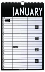Planificator lunar de perete Design Letters Month, negru