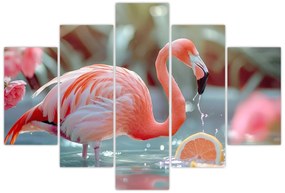 Tablou - Flamingo în iaz (150x105 cm)