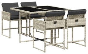 3278026 vidaXL Set mobilier de grădină cu perne, 5 piese gri deschis poliratan