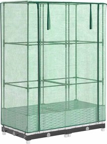 vidaXL Strat înălțat cu husă de seră, aspect ratan, 80x40x123 cm