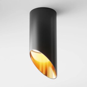 Spot aplicat design tehnic Lipari negru, H-15cm