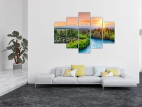 Tablou - Pădure peisaj montan (150x105 cm)