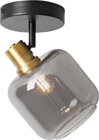Spotlight de tavan de design negru cu auriu și sticlă fumurie - Zuzanna