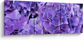 Tablou cu flori violete (cu ceas) (90x30 cm)