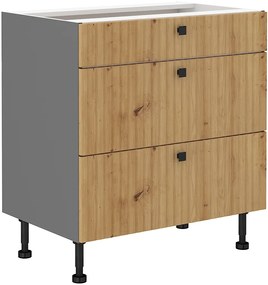 Dulap inferior de bucătărie Avantoe 80 D 3S BB (Stejar artisan + Antracit). 1049638