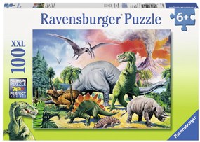 PUZZLE PRINTRE DINOZAURI, 100 PIESE - RAVENSBURGER (RVSPC10957)