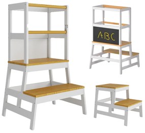 Turn de învățare PLAY din pin, 93x56x49, albă/natur maro Spielwerk