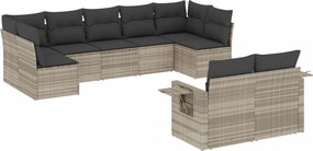 vidaXL Set canapele de grădină cu perne, 9 piese gri deschis poliratan