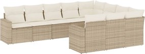vidaXL Set canapele de grădină cu perne, 10 piese, bej, poliratan