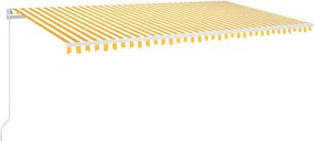 vidaXL Copertină retractabilă manual cu LED, galben și alb, 600x350 cm