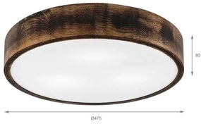 Plafonieră OAK SMOKY 3xE27/15W/230V ø 47,5 cm stejar/maro închis