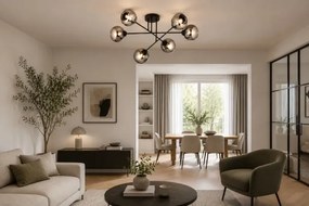 Brilagi - Lustru aplicat DIOR 6xE27/60W/230V negru/gri fumuriu