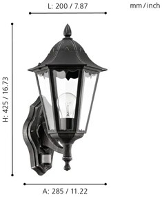 Eglo 93458 - Corp de iluminat perete exterior cu senzor NAVEDO 1xE27/60W/230V