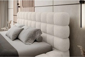 Pat matrimonial alb tapițat cu spațiu de depozitare cu somieră 140x200 cm Dizzle – ELTAP