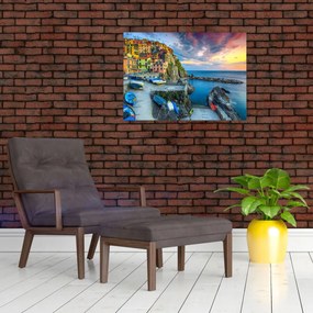 Tablou pe sticlă - Satul mediteranean (70x50 cm)