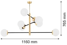 Lustră pe tijă CAMERON 8xE27/15W/230V alamă/neagră Argon 5041