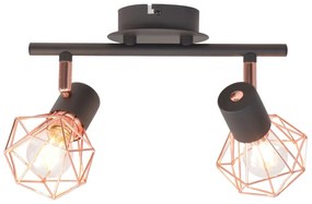 Lampa de plafon cu 2 spoturi E14, negru si bronz 1, 2