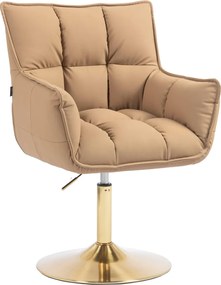 HR560N Scaun Caramel Piele Ecologica Premium Soft cu Bază Aurie