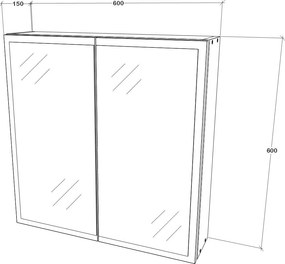Corp Baie Teno, Suspendat, Alb, cu oglinzi, 60 x 13 x 60 cm