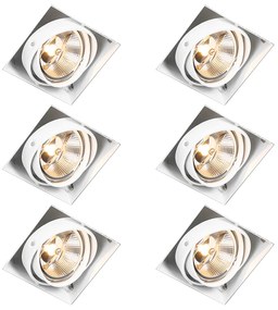 Set de 6 spoturi încastrate albe GU10 AR111 fără ramă, reglabile - Oneon