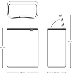 Coș de gunoi negru mat cu senzori de atingere din oțel 60 l Bo Touch Bin – Brabantia