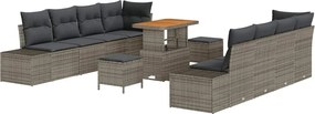 vidaXL Set de canapele pentru grădină cu pernă 11 pcs Gri poliratan