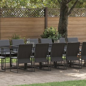 vidaXL Set de masă pentru grădină 17 pcs Negru Oțel