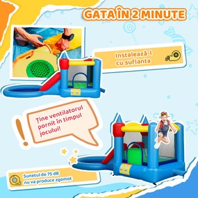 AIYAPLAY Castel Gonflabil Trambulină 4 în 1, Tobogan, 415x205x190cm, Multicolor | Aosom Romania