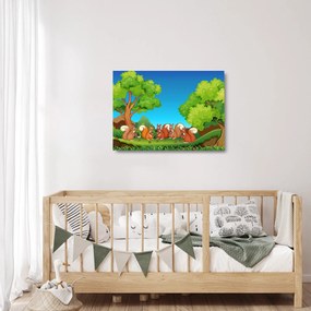 Tablou pe sticlă - Veverițe vesele (70x50 cm)