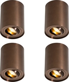 Set de 4 spoturi moderne de plafon bronz închis rotative și înclinabile - Rondoo Up