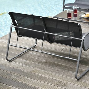 Outsunny Set Masă Bancă si 2 Scaune de Gradina, Mobilier de Exterior din Metal si Textilen, Neagra | Aosom Romania