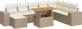 vidaXL Set canapele grădină cu perne 9 piese bej poliratan/lemn acacia