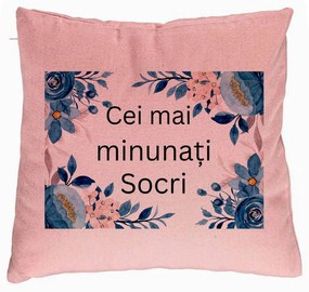 Perna Decorativa pentru Socri 1, 40x40 cm, Roz, Husa Detasabila, Burduf