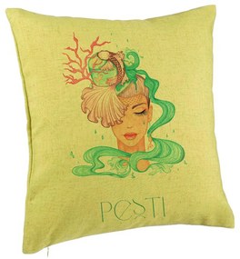 Perna Decorativa, Model Zodia Pesti, 40x40 cm, Verde, Husa Detasabila, Burduf