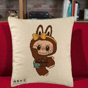 Perna Personalizata Kabuda Maro cu Funda Aurie, 40x40 cm, Bej, Husa Detasabila, Perna Inclusa, BEKZ®