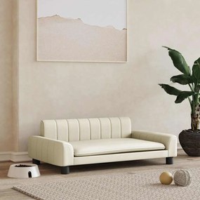 vidaXL Pat de câini, crem, 90x53x30 cm, piele ecologică