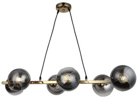 Lustră Gold Suspendată cu Șase Globuri Fumurii, 6 Dulii E27