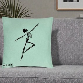 Perna Decorativa Schelet Dansator Silueta Neagra Halloween, 40x40 cm, Verde Menta, Husa Detasabila, Perna Inclusa, BEKZ®